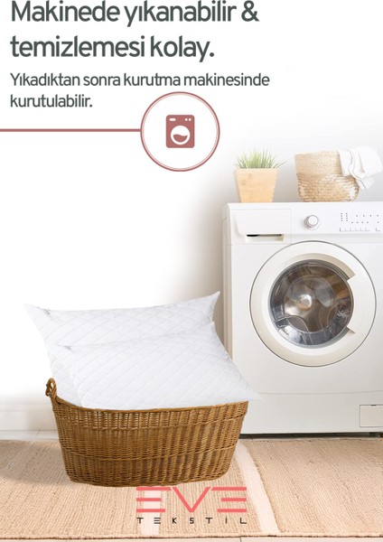 8 Adet Diamond Serisi Kılıflı Fermuarlı Yıkanabilir Antialerjik Silikon Elyaf Yastık 50x70cm 800 gr