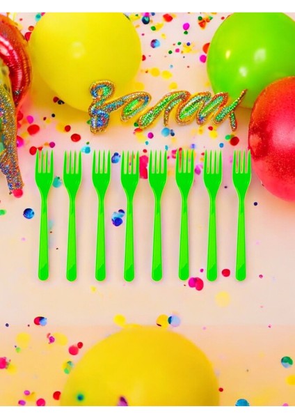 8 Adet Yeşil Çatal - Doğum Günü Parti ve Eğlenceli Etkinlikler Için