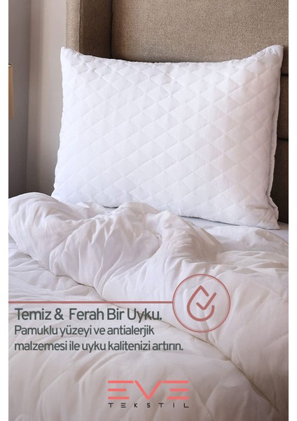 10 Adet Diamond Serisi Kılıflı Fermuarlı Yıkanabilir Antialerjik Silikon Elyaf Yastık 50x70cm 800 gr