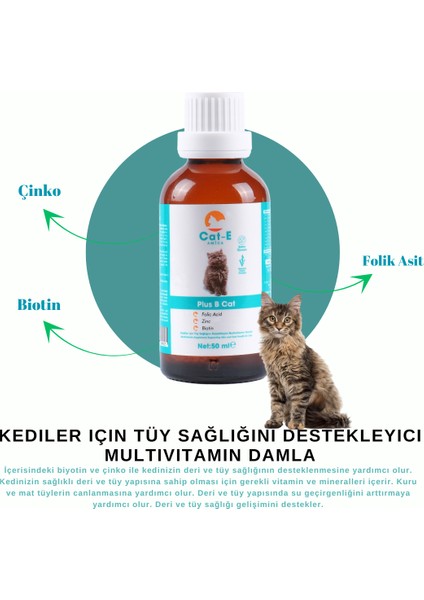 B Plus Kediler Için Tüy Sağlını Destekleyici Multivitamin Damla