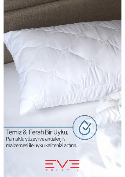 4 Adet Diamond Plus Serisi Kılıflı Fermuarlı Yıkanabilir Antialerjik Silikon Elyaf Yastık 50x70cm 800 gr