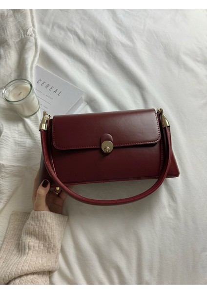Vintage Bordo Baget Çanta