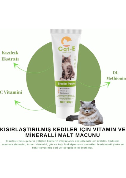 Sterile Paste Kısırlaştırılmış Kediler İçin Vitamin ve Minarelli Malt Macunu