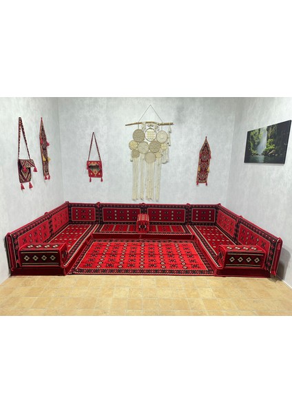 Şark Köşesi Otantik Desenli Lüx Minder, Kilim Takımı Konsept 19 Parça