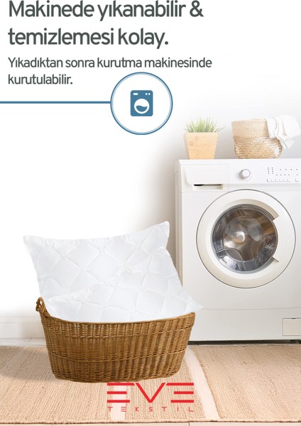 10 Adet Diamond Plus Serisi Kılıflı Fermuarlı Yıkanabilir Antialerjik Silikon Elyaf Yastık 50x70cm 800 gr