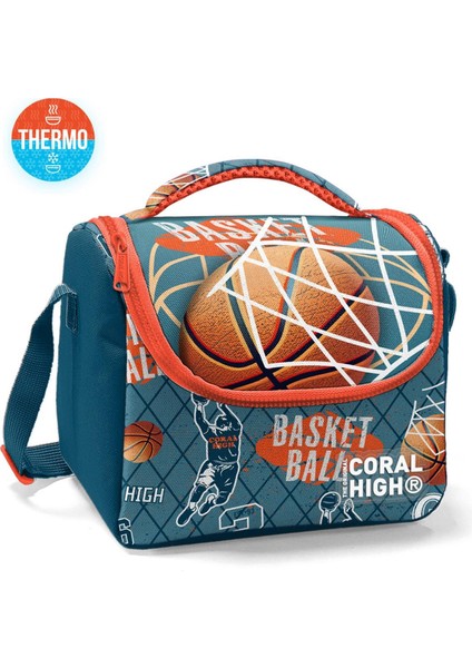 Nefti Turuncu Basketbol Desenli Iki Bölmeli Kalem Çantası ve Thermo Beslenme Çantası fırsatları