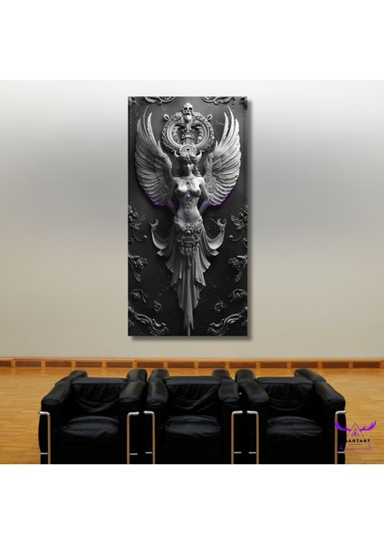 Tekli Panoramik Dikey Kanvas Modern Salon Tablosu Büyük Melek Kanatlı Kadın