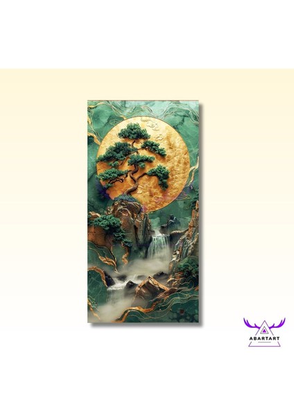 Tekli Panoramik Dikey Kanvas Modern Salon Tablosu Şelale ve Yeşil Orman Tablosu fiyatları