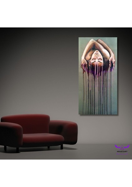 Tekli Panoramik Dikey Kanvas Modern Salon Tablosu Bohem Kadın Tasarımı
