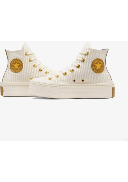 Chuck Taylor All Star Modern Lift Platform Corduroy Kadın Krem Sneaker fırsatları