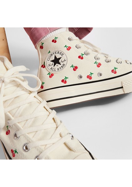 Chuck 70 Cherries Kadın Krem Sneaker indirimleri