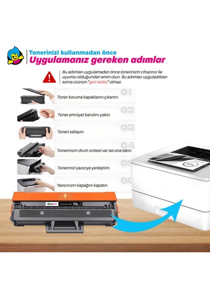Samsung MLT-D111S Muadil Toner 4'lü Paket / Xpress M2020 / M2022 / M2070