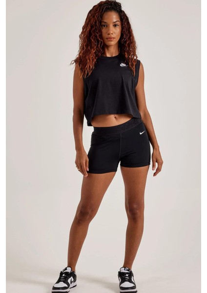 Sportswear Clup Crop Sl Tee Kadın Siyah Pamuklu Crop Tişört indirimleri