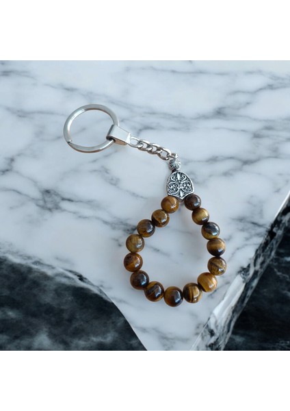 Kaplan Gözü Taşı Tesbih Anahtarlık - Doğal Taş Anahtarlık - Tesbih Anahtarlık Sertifikalı Doğal Taş Tesbih fiyatları