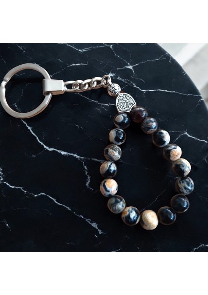 Akik Taşı Tesbih Anahtarlık - Doğal Taş Anahtarlık - Tesbih Anahtarlık Sertifikalı Doğal Taş Tesbih