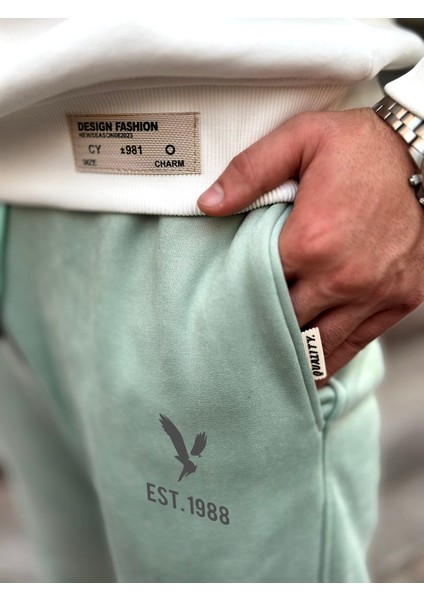 Erkek Eşofman Takımı Pamuklu Slim Fit Nakışlı Relaxed Takım