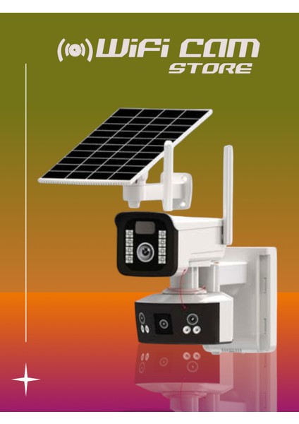 6mp Çift Kameralı 4g Solar Kamera-İnsan Algılama-Hareket Takibi-Alarm