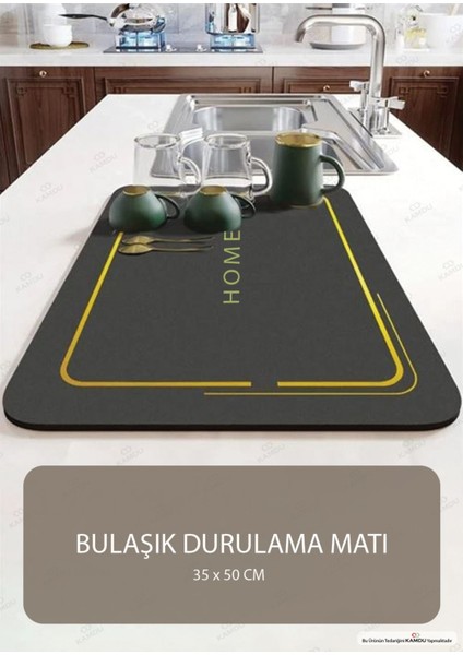 Siyah Renk Bulaşık Matı 35X50CM, Kurulama Matı, Tezgah Üstü Mat, Sihirli Paspas