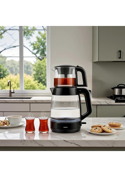 2 In 1 Cam Çay Makinesi ve Kettle XL