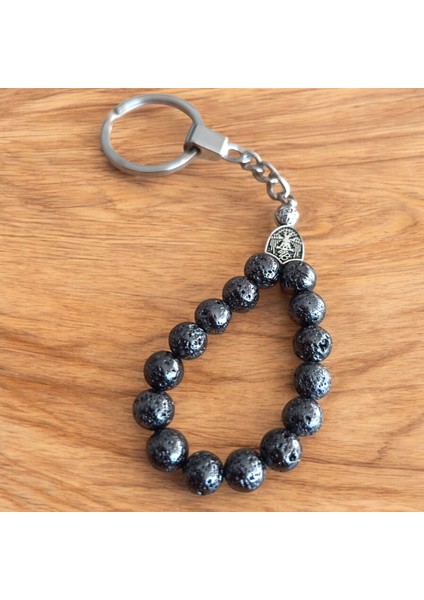 Lav Taşı Tesbih Anahtarlık - Doğal Taş Anahtarlık - Tesbih Anahtarlık Sertifikalı Doğal Taş Tesbih