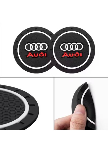 Audi Uyumlu Siyah Silikon Bardak Altlığı A1 A3 A4 A5 A6 Q1 Q2 Q3 Q5 Q7