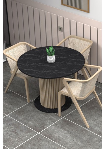 Yuvarlak Modern Ahşap Ayaklı 4 Kişilik Şık Yemek Masası Mutfak Masası fiyatları