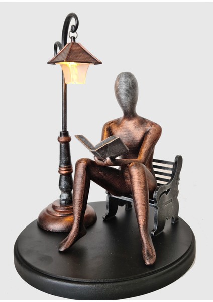 Bankta Kitap Okuyan Insan Figürü Büyük Boy Biblo (Bakır Profösör) fırsatları