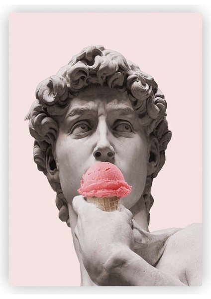 Dondurma Elde Davut Heykeli David Pop Art Ahşap Poster 20 x 29 cm