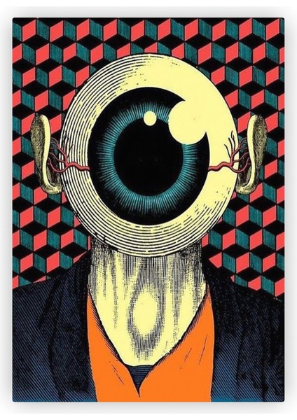 Kafa Göz Dev Göz Kübizm Cubism Ahşap Poster 20 x 29 cm