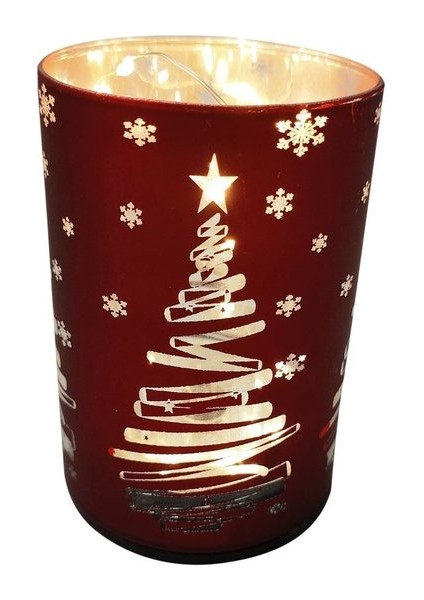 Yılbaşı Ledli Kavanoz Mum Kırmızı