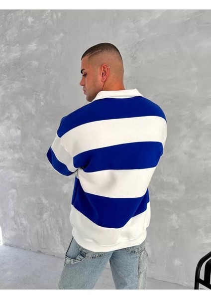 Parçalı Polo Yaka Sweatshirt