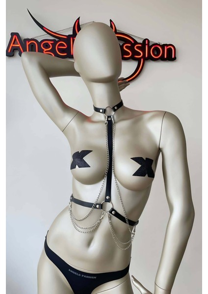 Deri Boyun ve Bel Harness Zincir Detaylı - Brf5 fırsatları