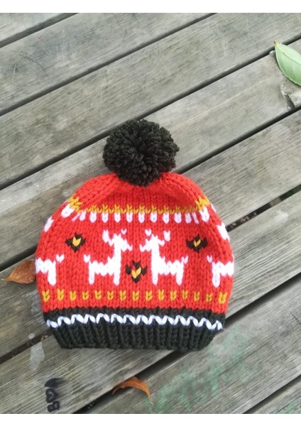 Geyik Desenli El Örgüsü Unisex Çocuk Bere fiyatları