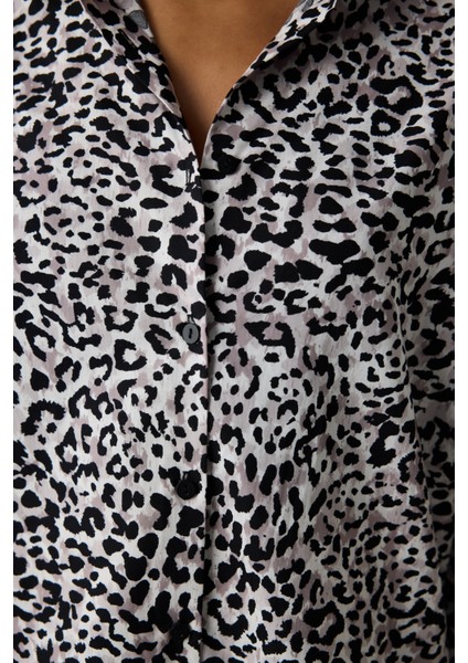 Leopar Gömlek Pantolon Çok Renkli Şortlu Pijama Takımı