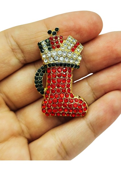 Bb Kristal Taşlı Yılbaşı Çorabı Broş