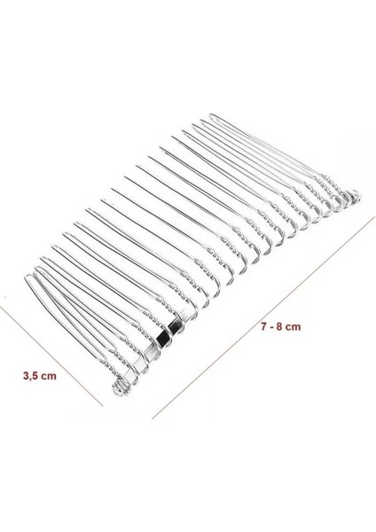 20 Dişli Metal Tarak Toka Gümüş Renk 1 Adet