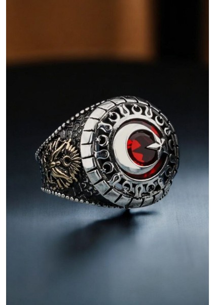 925 Ayar Gümüş Ay Yıldız Erkek Yüzük, Ay Yıldızlı Erkek Yüzük, Ay Yıldız