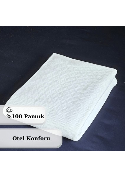%100 Pamuk Mini Dama Desenli Tek Kişilik Pike | Otel Koleksiyonu | 160X230