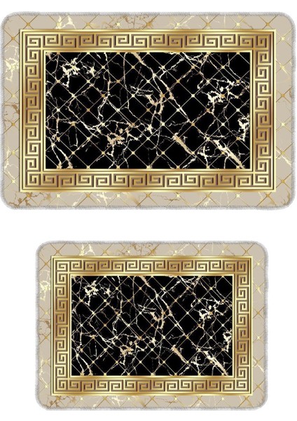 Dekoratif Modern Tasarım Kaymaz Taban Yıkanabilir Set Takım Gold Banyo Paspası 50X60-60X90 cm fiyatları