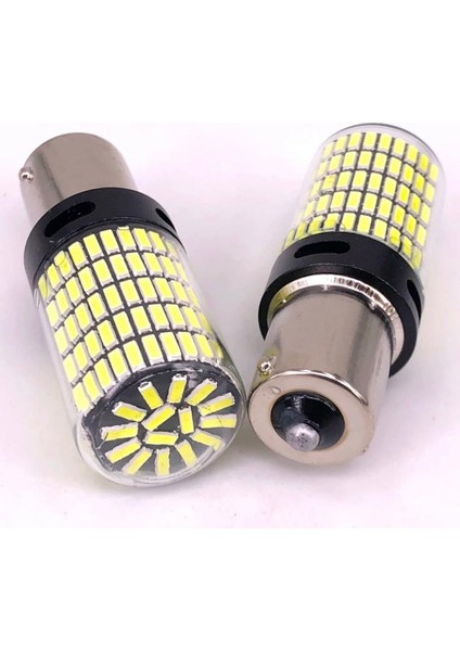 P21W BA15S 1156 144 Ledli Ultra Parlak Geri Vites Park Ampül Tek Duy Beyaz (2 Adet) P21W Ampül modelleri