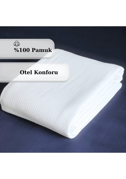 %100 Pamuk Gofre Desen Çift Kişilik Pike | Otel Koleksiyonu | 200X230