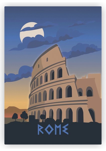 Rome Colosseum Roma Kolezyum Ahşap Poster 20 x 29 cm