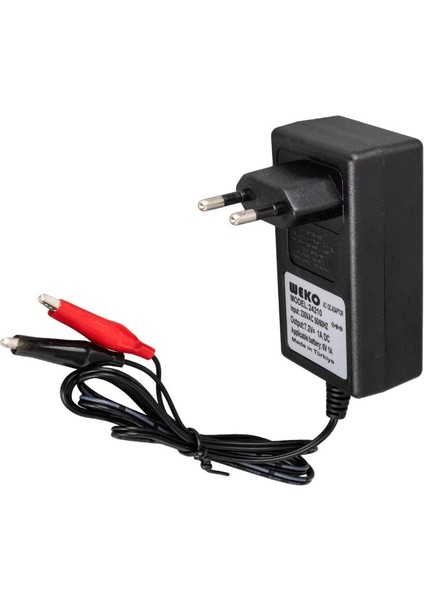 7.2 Volt - 1 Amper Krokodil Uçlu Priz Tip Kırmızı Yeşil Ledli Yerli Üretim Akü Şarj Adaptörü (OUT:6V1A) (4764)