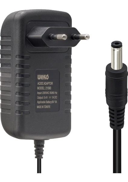 8.4 Volt - 1 Amper - 8.4 Watt 5.5*2.5 Uçlu Lityum Pil Ledli Yerli Üretim Şarj Adaptörü (OUT:6V-1A) (4764)