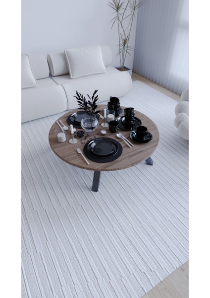 Katlanır Ayaklı Yuvarlak Pratik Yer Sofrası Mutfak Sofrası 60 cm