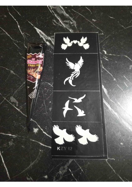 Al Chandhi Hint Kınası +1 Adet Şablon + Siyah Renk