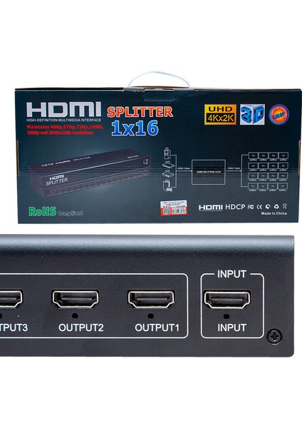 16 Port 1080P 4KX2K 3D 16 Port HDMI Splıtter Dağıtıcı (4764)