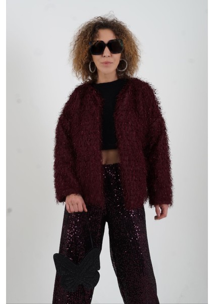 Bordo Saçaklı Ceket modelleri