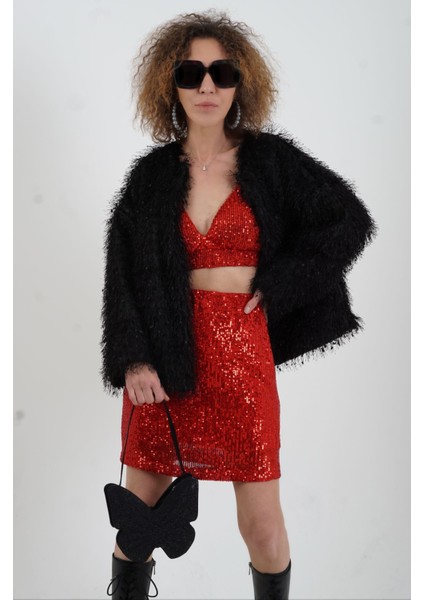 Siyah Saçaklı Ceket