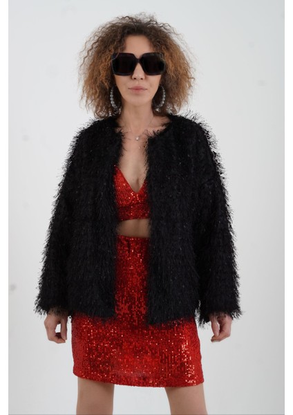 Siyah Saçaklı Ceket modelleri